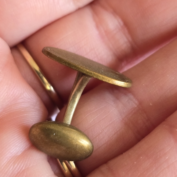 Vintage cuff links gold tone oval shield engraved edwardian art deco style - Picture 7 of 8